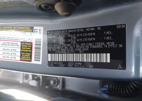 2020 Toyota Highlander Xle from USA, damaged, VIN 5TDHZRBH6LS021775